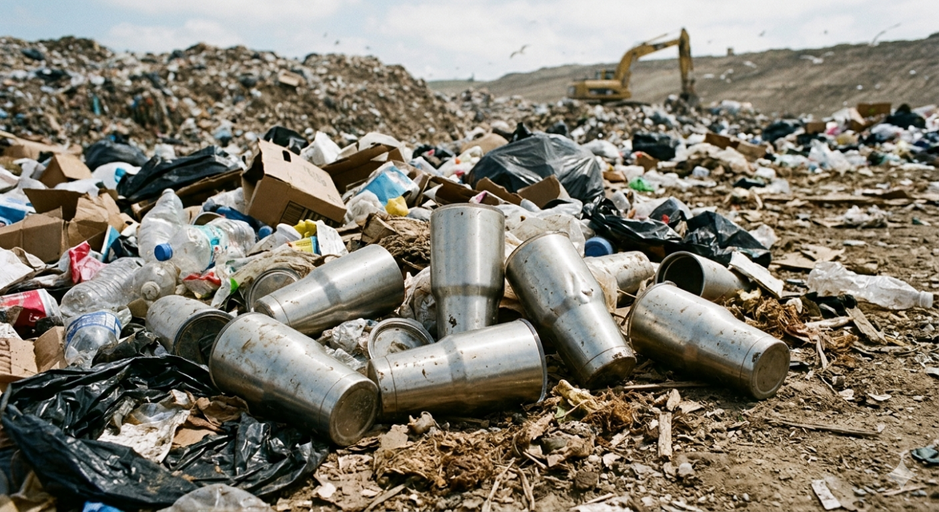 steel tumblers in landfill